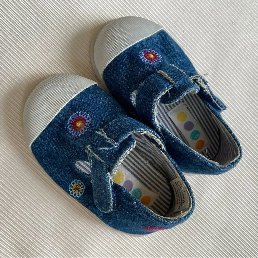 Gymboree Girls Shoes Baby Jean Floral Walking 3